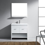 Gloria 36" Single Bath Vanity in White and Square Sink with Brushed Nickel Faucet and Matching Mirror