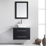 Marsala 29" Single Bath Vanity in Espresso with Green Glass Top and Square Sink and Matching Mirror