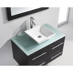 Marsala 35" Single Bath Vanity in Espresso with Clear Glass Top and Square Sink and Matching Mirror