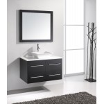 Marsala 35" Single Bath Vanity in Espresso with White Engineered Stone Top and Square Sink and Matching Mirror