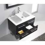 Marsala 35" Single Bath Vanity in Espresso with White Engineered Stone Top and Square Sink and Matching Mirror