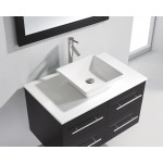 Marsala 35" Single Bath Vanity in Espresso with White Engineered Stone Top and Square Sink and Matching Mirror