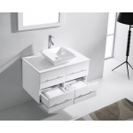 Marsala 35" Single Bath Vanity in White with White Engineered Stone Top and Square Sink and Matching Mirror