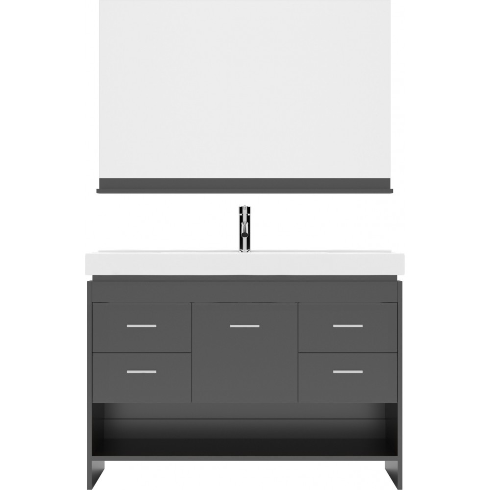 Gloria 48" Single Bath Vanity in Espresso and Square Sink with Brushed Nickel Faucet and Matching Mirror