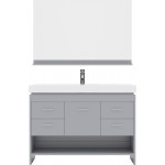 Gloria 48" Single Bath Vanity in Gray and Square Sink and Matching Mirror