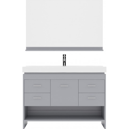 Gloria 48" Single Bath Vanity in Gray and Square Sink and Matching Mirror