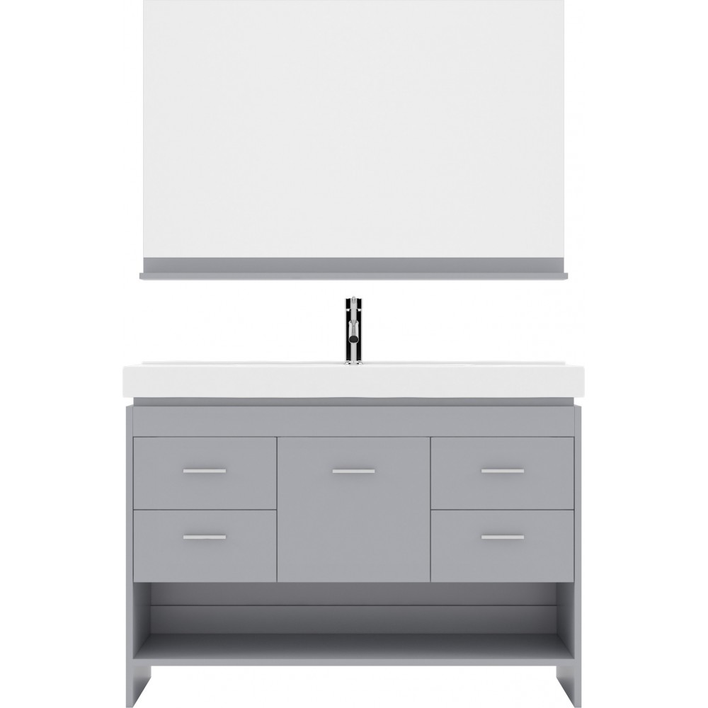 Gloria 48" Single Bath Vanity in Gray and Square Sink and Matching Mirror