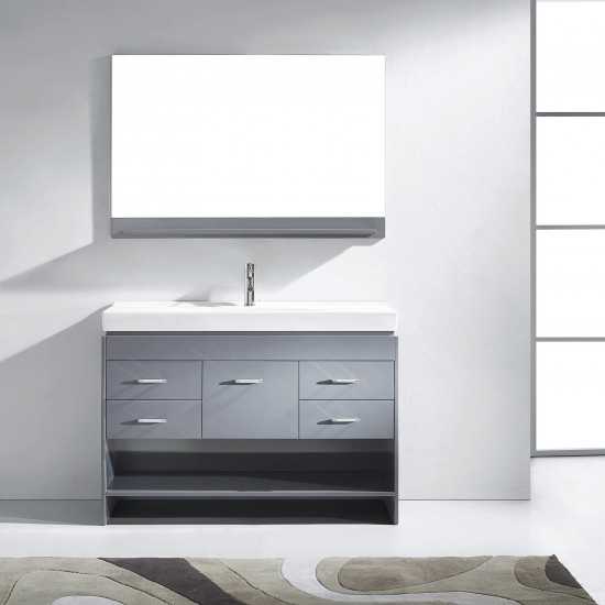 Gloria 48" Single Bath Vanity in Gray and Square Sink and Matching Mirror