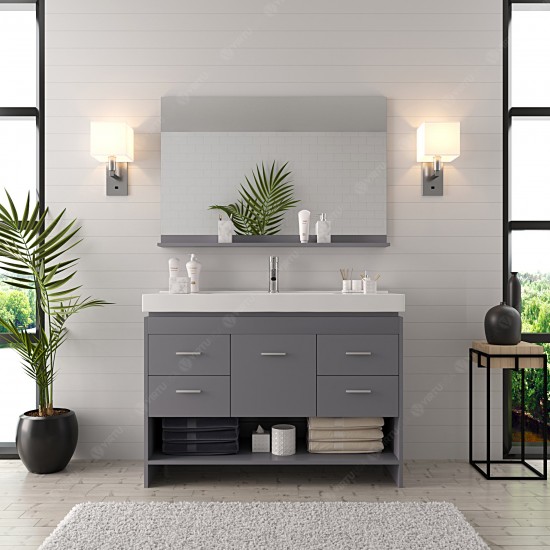 Gloria 48" Single Bath Vanity in Gray and Square Sink and Matching Mirror