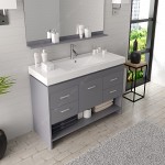 Gloria 48" Single Bath Vanity in Gray and Square Sink and Matching Mirror