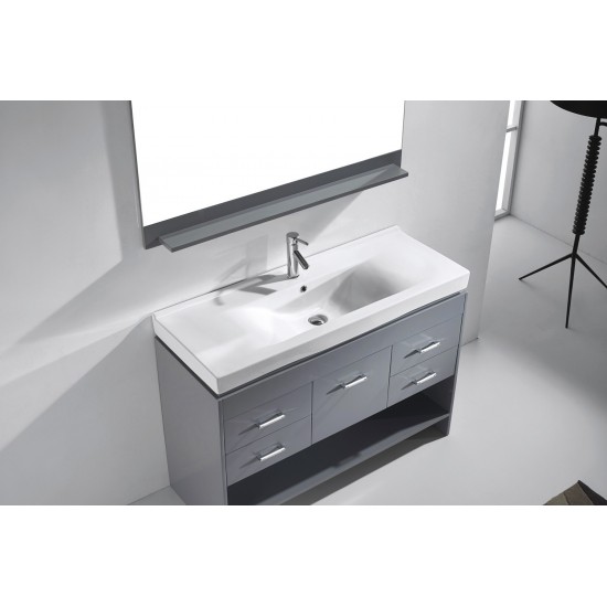 Gloria 48" Single Bath Vanity in Gray and Square Sink with Brushed Nickel Faucet and Matching Mirror