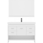 Gloria 48" Single Bath Vanity in White and Square Sink and Matching Mirror