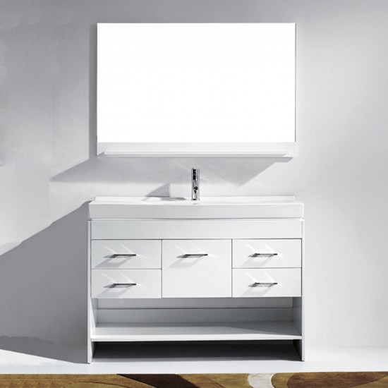 Gloria 48" Single Bath Vanity in White and Square Sink and Matching Mirror