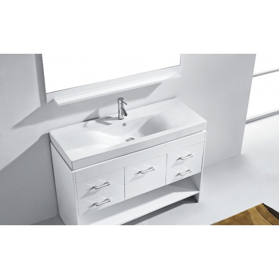 Gloria 48" Single Bath Vanity in White and Square Sink and Matching Mirror