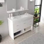 Gloria 48" Single Bath Vanity in White and Square Sink with Brushed Nickel Faucet and Matching Mirror