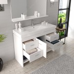 Gloria 48" Single Bath Vanity in White and Square Sink with Brushed Nickel Faucet and Matching Mirror