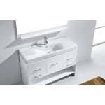 Gloria 48" Single Bath Vanity in White and Square Sink with Brushed Nickel Faucet and Matching Mirror