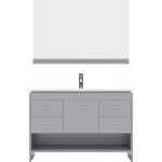 Gloria 48" Single Bath Vanity in Gray and Square Sink and Matching Mirror