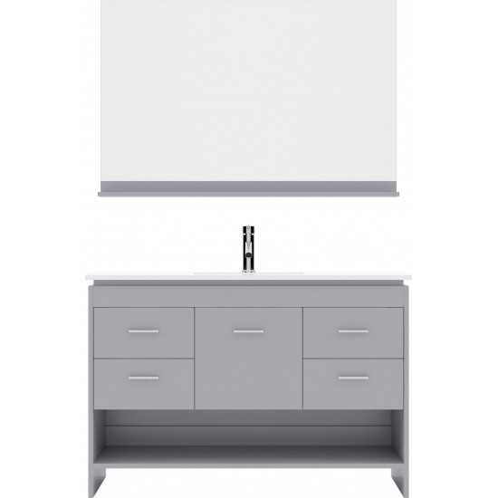 Gloria 48" Single Bath Vanity in Gray and Square Sink and Matching Mirror