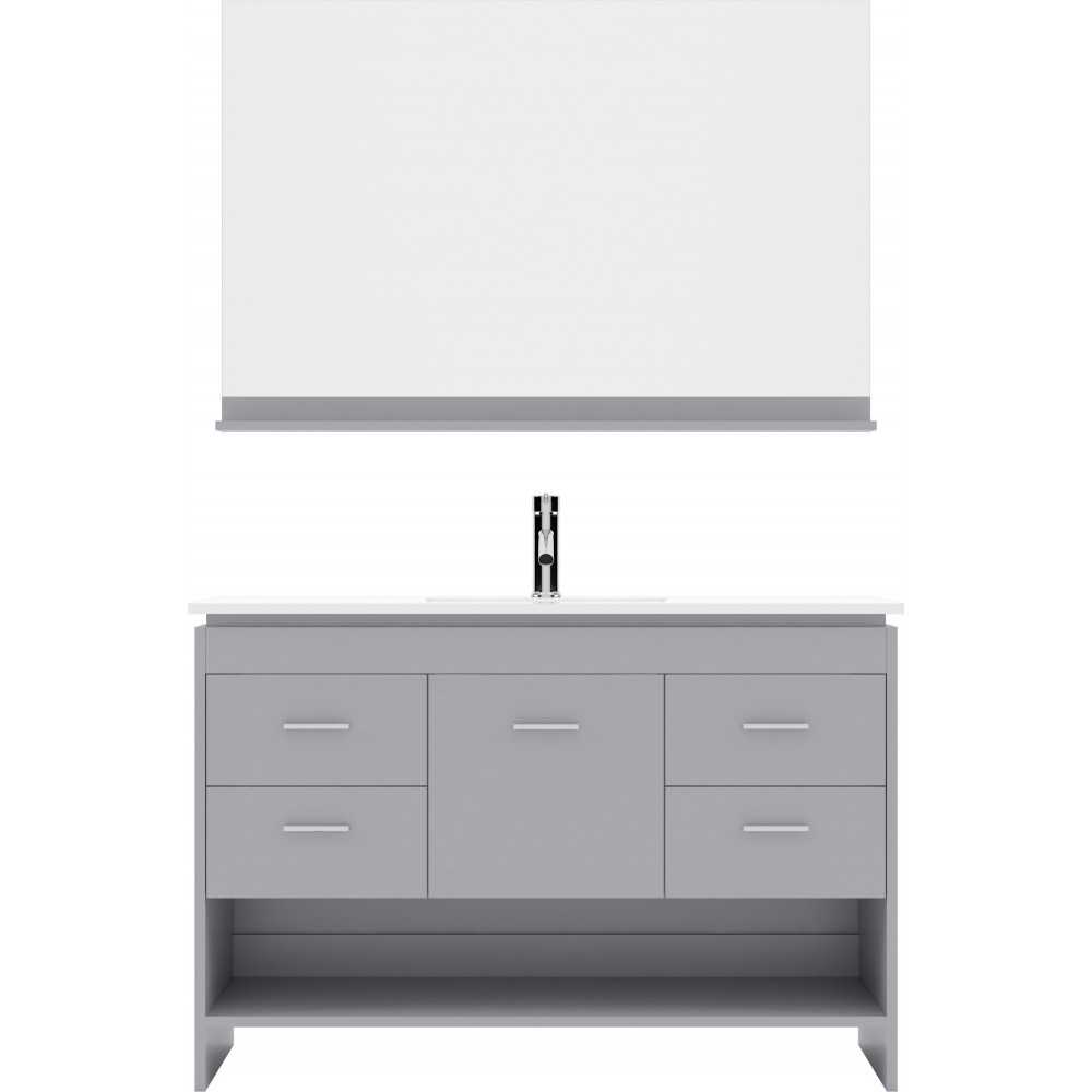 Gloria 48" Single Bath Vanity in Gray and Square Sink and Matching Mirror