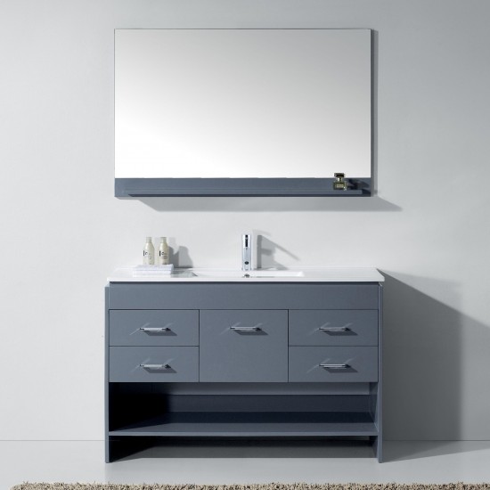 Gloria 48" Single Bath Vanity in Gray and Square Sink and Matching Mirror