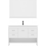 Gloria 48" Single Bath Vanity in White and Square Sink and Matching Mirror