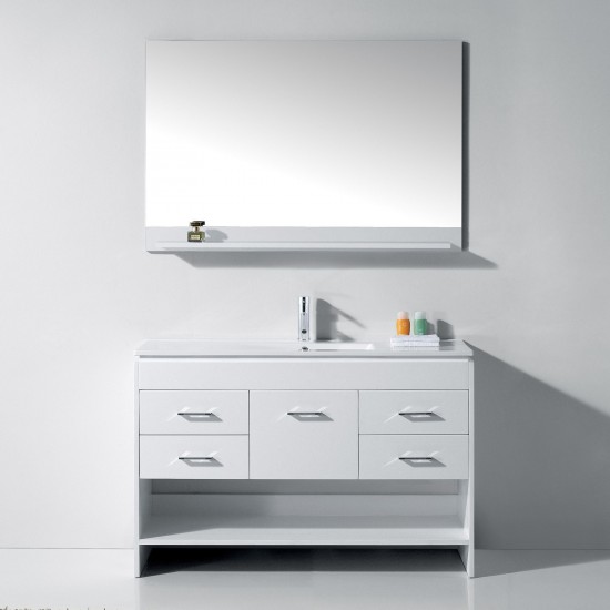 Gloria 48" Single Bath Vanity in White and Square Sink and Matching Mirror