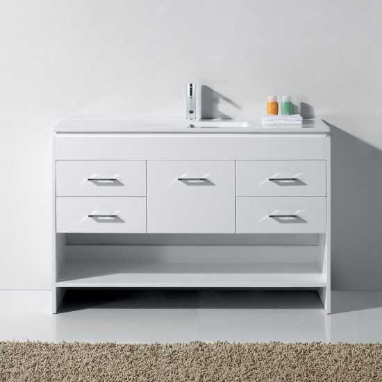 Gloria 48" Single Bath Vanity in White and Square Sink