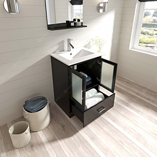 Zola 24" Single Bath Vanity in Espresso and Square Sink and Matching Mirror