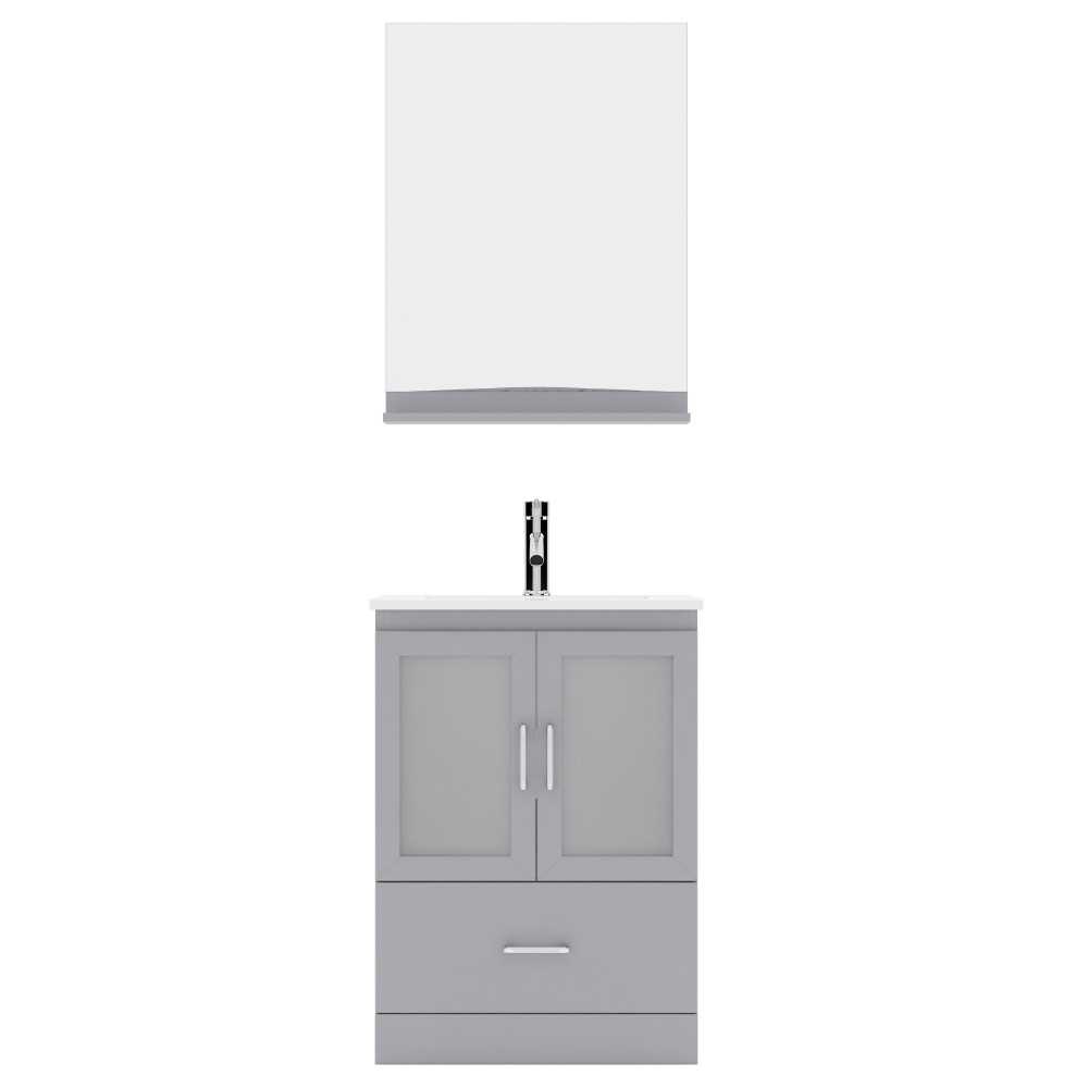 Zola 24" Single Bath Vanity in Gray and Square Sink and Matching Mirror