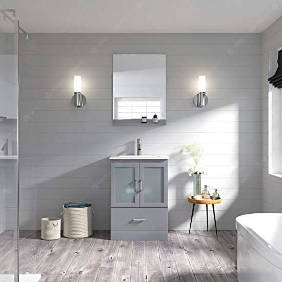 Zola 24" Single Bath Vanity in Gray and Square Sink and Matching Mirror