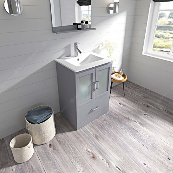 Zola 24" Single Bath Vanity in Gray and Square Sink and Matching Mirror