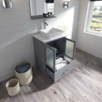 Zola 24" Single Bath Vanity in Gray and Square Sink and Matching Mirror