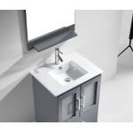 Zola 24" Single Bath Vanity in Gray and Square Sink and Matching Mirror