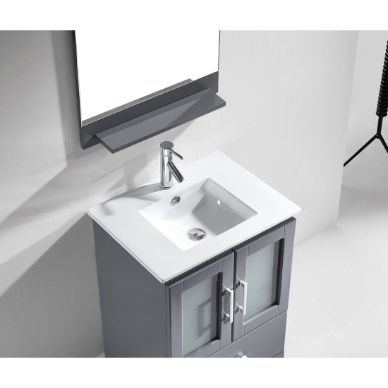 Zola 24" Single Bath Vanity in Gray and Square Sink and Matching Mirror
