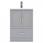 Zola 24" Single Bath Vanity in Gray and Square Sink