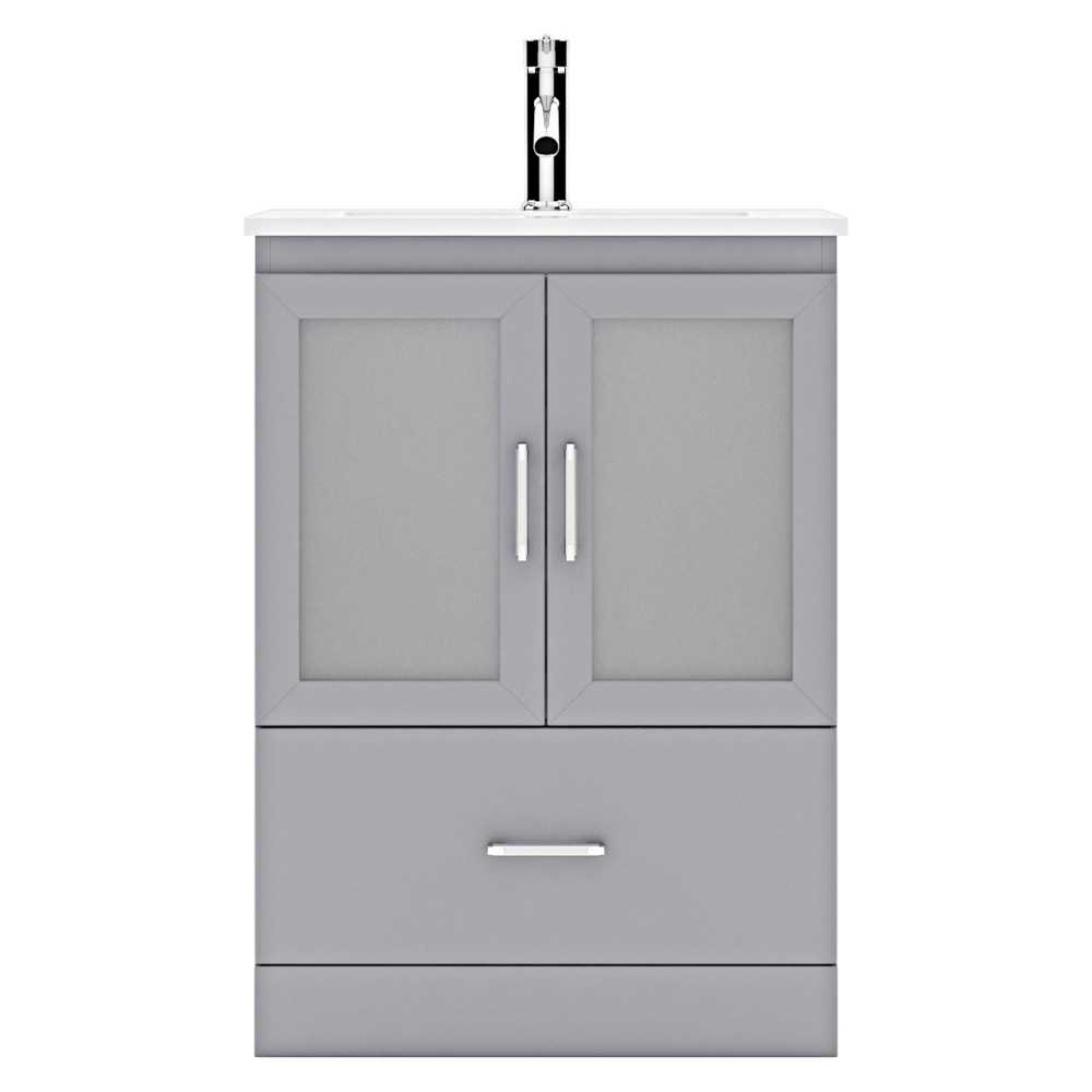 Zola 24" Single Bath Vanity in Gray and Square Sink