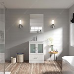 Zola 24" Single Bath Vanity in White and Square Sink with Brushed Nickel Faucet and Matching Mirror