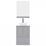 Zola 24" Single Bath Vanity in Gray with White Engineered Stone Top and Square Sink and Matching Mirror
