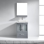 Zola 24" Single Bath Vanity in Gray with White Engineered Stone Top and Square Sink and Matching Mirror