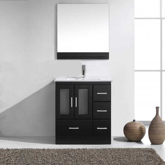 Zola 30" Single Bath Vanity in Espresso and Square Sink and Matching Mirror