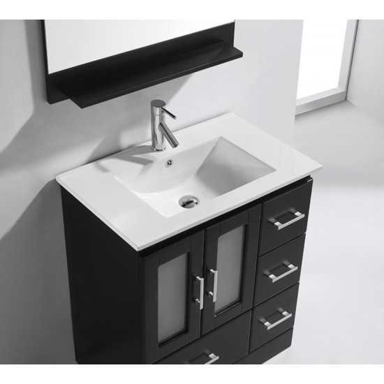 Zola 30" Single Bath Vanity in Espresso and Square Sink and Matching Mirror