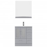 Zola 30" Single Bath Vanity in Gray and Square Sink and Matching Mirror