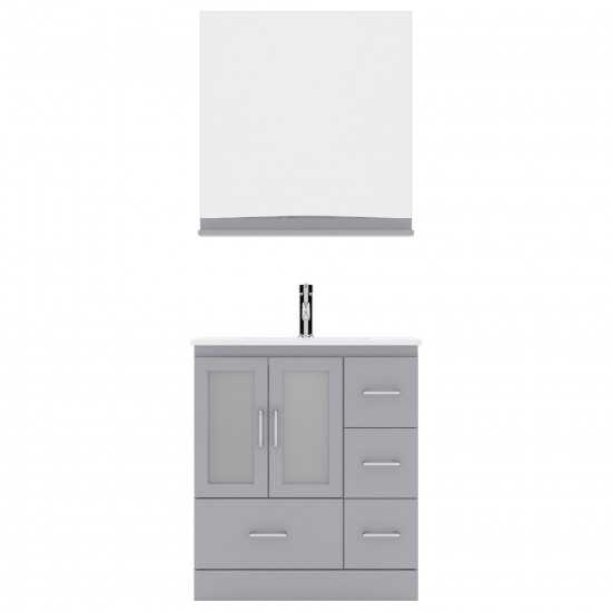 Zola 30" Single Bath Vanity in Gray and Square Sink and Matching Mirror