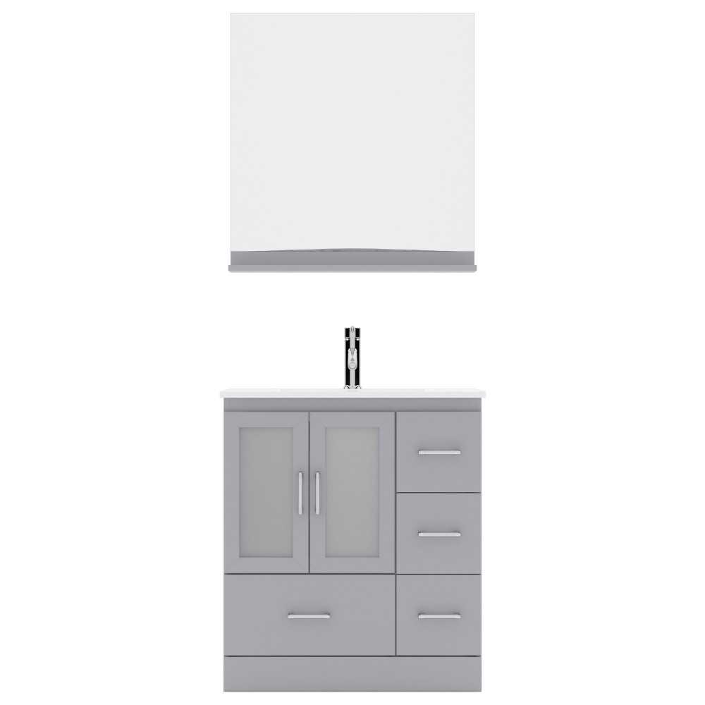 Zola 30" Single Bath Vanity in Gray and Square Sink and Matching Mirror