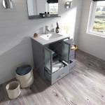 Zola 30" Single Bath Vanity in Gray and Square Sink and Matching Mirror