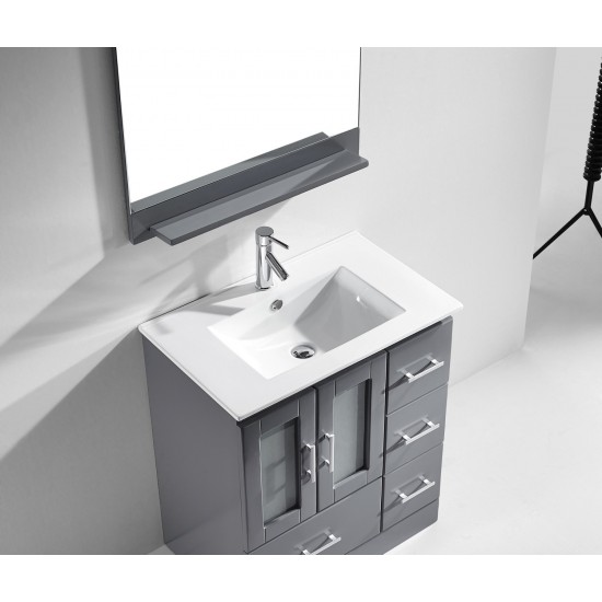 Zola 30" Single Bath Vanity in Gray and Square Sink and Matching Mirror