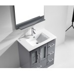 Zola 30" Single Bath Vanity in Gray and Square Sink with Brushed Nickel Faucet and Matching Mirror