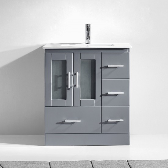 Zola 30" Single Bath Vanity in Gray and Square Sink