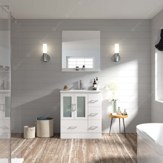 Zola 30" Single Bath Vanity in White and Square Sink and Matching Mirror